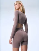 god save queens къс клин дамски BIKER SHORTS кафяв с висока талия GSQ-144-352
