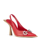 god save queens Кожени обувки с тънък ток CHERRY LADY MULES в червено GSQ-132-410-RD