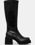 GOE Кожени ботуши в черно с дебел ток OO2N4407 BLACK