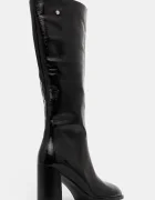 GOE Кожени ботуши в черно с дебел ток с лека изолация OO2N4408 BLACK