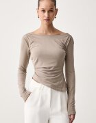 GUESS блуза с дълги ръкави дамска с вискоза CHRISSY бежова W6BP25 K6281
