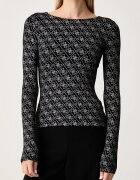 GUESS блуза с дълги ръкави дамска с вискоза TEODORA черна W6BP26 K6284