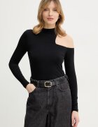 GUESS Блуза с дълги ръкави YULY в черно с ниско поло W6RP57 KACM2