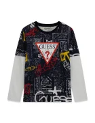 GUESS блуза с дълги ръкави за деца от памук черна L6YI16 K3741