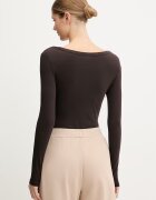 GUESS боди дамско от памук с еластан COLETTE кафяво V4YP07 J1314
