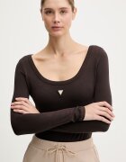 GUESS боди дамско от памук с еластан COLETTE кафяво V4YP07 J1314