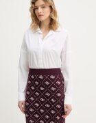 GUESS Боди с коприна CARMELA в бяло със свободна кройка с класическа яка W6RH61 WJ782