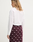 GUESS Боди с коприна CARMELA в бяло със свободна кройка с класическа яка W6RH61 WJ782