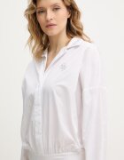 GUESS Боди с коприна CARMELA в бяло със свободна кройка с класическа яка W6RH61 WJ782