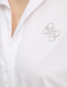 GUESS Боди с коприна CARMELA в бяло със свободна кройка с класическа яка W6RH61 WJ782