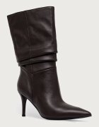 GUESS боти с висок ток дамски от кожа CARALEE кафяви FLFCRL LEA11