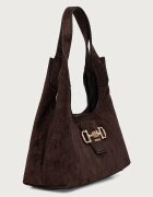 GUESS чанта дамска от имитация на велур SUNSET кафява HWSG23 14010