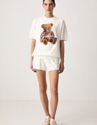 GUESS домашен къс панталон дамски ARIA бежов с висока талия O6BD01 Z1148