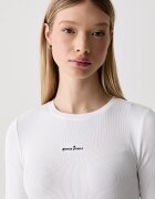 GUESS JEANS блуза с дълги ръкави дамска от памук с еластан бяла W6YP14 K3821