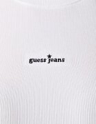 GUESS JEANS блуза с дълги ръкави дамска от памук с еластан бяла W6YP14 K3821