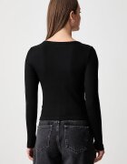 GUESS JEANS блуза с дълги ръкави дамска от памук с еластан черна W6YP03 K3647