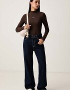GUESS JEANS блуза с дълги ръкави дамска от памук с еластан кафява W6BP06 K5471