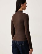 GUESS JEANS блуза с дълги ръкави дамска от памук с еластан кафява W6BP06 K5471