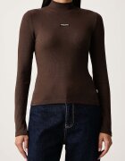 GUESS JEANS блуза с дълги ръкави дамска от памук с еластан кафява W6BP06 K5471