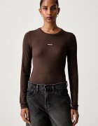 GUESS JEANS блуза с дълги ръкави дамска с памук кафява W6BP05 K5470