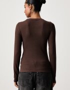 GUESS JEANS блуза с дълги ръкави дамска с памук кафява W6BP05 K5470