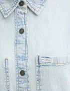 GUESS JEANS Дънкова риза дамска в синьо със свободна кройка с класическа яка W5GH0H D5M83