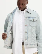 GUESS JEANS Дънково яке в синьо преходен модел с уголемена кройка M5YN38 D5M5A