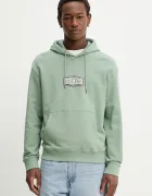 GUESS JEANS Памучен суичър мъжки в зелено с качулка с принт M6RQ25 KCPR1