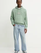 GUESS JEANS Памучен суичър мъжки в зелено с качулка с принт M6RQ25 KCPR1
