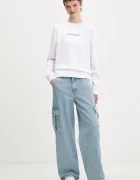 GUESS JEANS Памучен суичър в бяло с апликация W6RQ30 K68I4