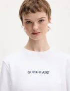 GUESS JEANS Памучен суичър в бяло с апликация W6RQ30 K68I4