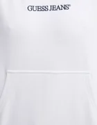 GUESS JEANS Памучен суичър в бяло с качулка с апликация W5RQ27 K68I4