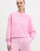 GUESS JEANS Памучен суичър в розово с апликация W6RQ04 KCPR1