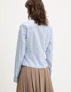 GUESS JEANS Памучна риза дамска в синьо с кройка по тялото с класическа яка W6RH66 WH7P1