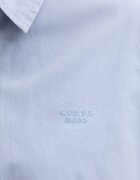 GUESS JEANS Памучна риза дамска в синьо със стандартна кройка с класическа яка W4YH68 WGCF1
