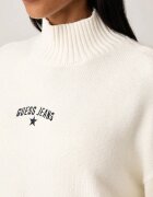 GUESS JEANS пуловер с ниско поло дамски с добавена вълна бежов W6BR09 Z1252