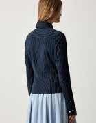 GUESS JEANS риза дамска от памук с еластан тъмносиня на тънко райе W6YH11 W2835