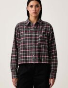 GUESS JEANS риза дамска от памук сива на каре W6BH22 W4712