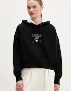 GUESS JEANS суичър с качулка дамски от памук черен W6RQ00 K68I4