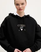 GUESS JEANS суичър с качулка дамски от памук черен W6RQ00 K68I4