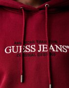 GUESS JEANS суичър с качулка дамски с памук бордо W4YQ15 KC811