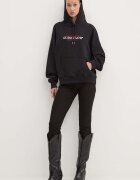 GUESS JEANS суичър с качулка дамски с памук черен W4YQ15 KC811