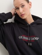 GUESS JEANS суичър с качулка дамски с памук черен W4YQ15 KC811