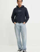 GUESS JEANS суичър с качулка мъжки от памук тъмносин M5RQ38 KCPR1