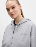 GUESS JEANS суичър с цип дамски от памук сив W6RQ32 K68I4
