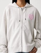 GUESS JEANS суичър с цип и качулка дамски от памук сив W6BQ17 K6631