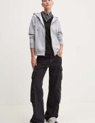 GUESS JEANS суичър с цип и качулка дамски с памук сив W4YQ03 KC811