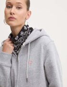 GUESS JEANS суичър с цип и качулка дамски с памук сив W4YQ03 KC811