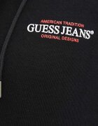 GUESS JEANS суичър с цип и качулка мъжки с памук черен M4YQ27 K9V31