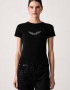 GUESS JEANS тениска дамска от памук с еластан черна W6BI14 K5598